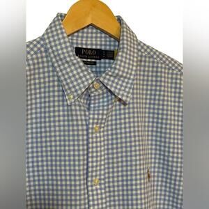 NWOT Polo Ralph Lauren Men's XL Light Blue Gingham Checkered Dress Shirt